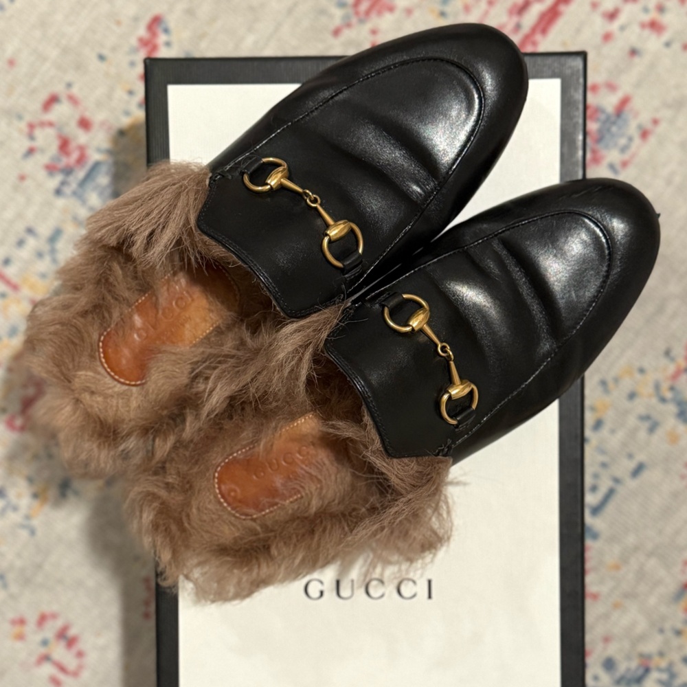 Gucci Princetown Shearling Mules